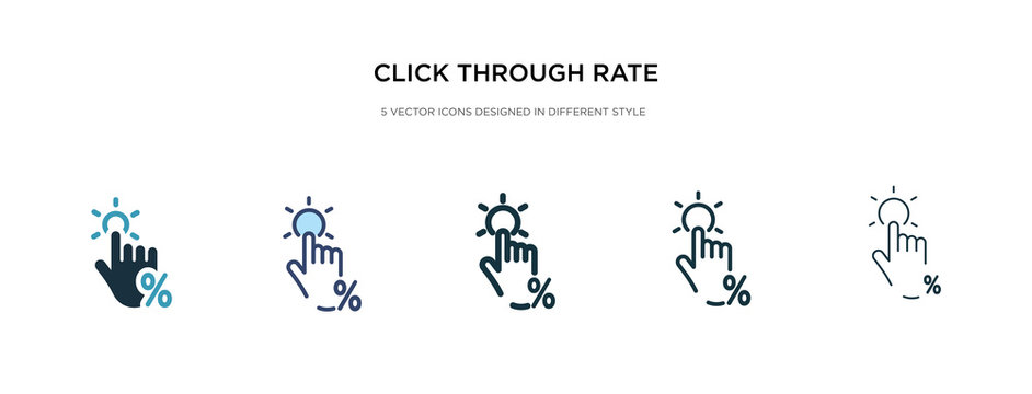 Click Through Rate Icon In Different Style Vector Illustration. Two Colored And Black Click Through Rate Vector Icons Designed In Filled, Outline, Line And Stroke Style Can Be Used For Web, Mobile,