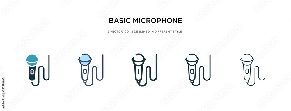 Poster basic microphone icon in different style vector illustration. two colored and black basic microphone