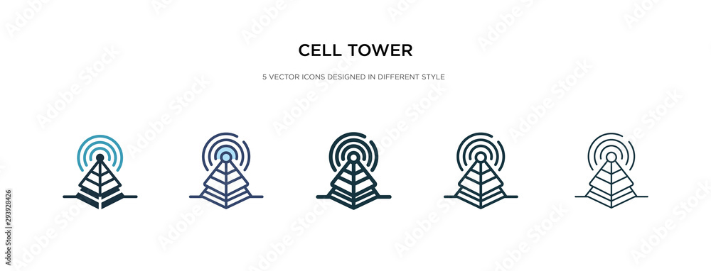 Poster cell tower icon in different style vector illustration. two colored and black cell tower vector icon