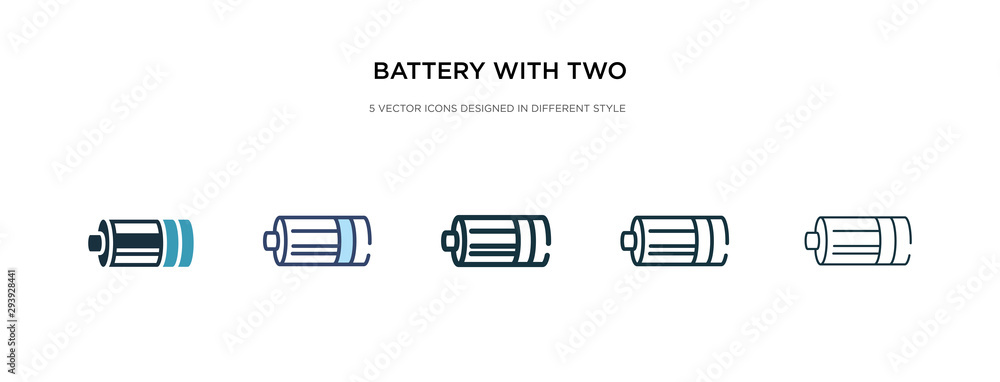 Poster battery with two bars icon in different style vector illustration. two colored and black battery wit