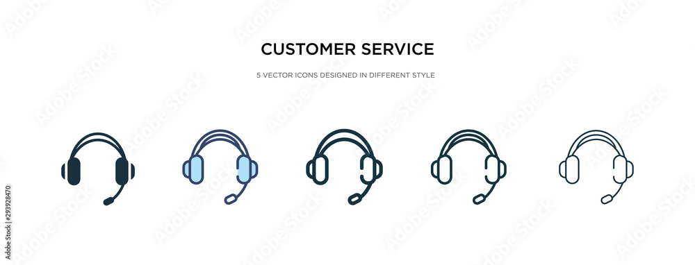 Poster customer service headset icon in different style vector illustration. two colored and black customer