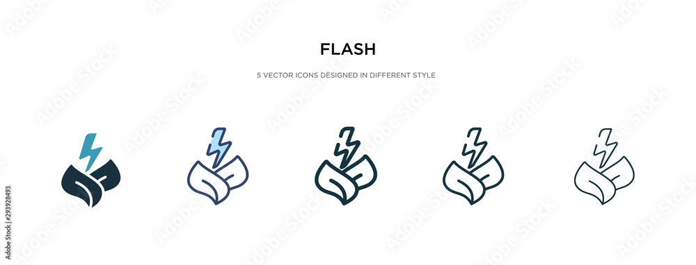 Poster flash icon in different style vector illustration. two colored and black flash vector icons designed