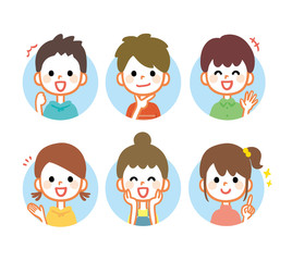 子供　元気　紹介　ガッツポーズ　明るい　表情セット