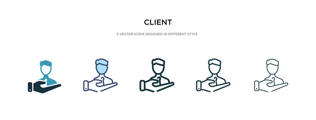client icon in different style vector illustration. two colored and black client vector icons designed in filled, outline, line and stroke style can be used for web, mobile, ui