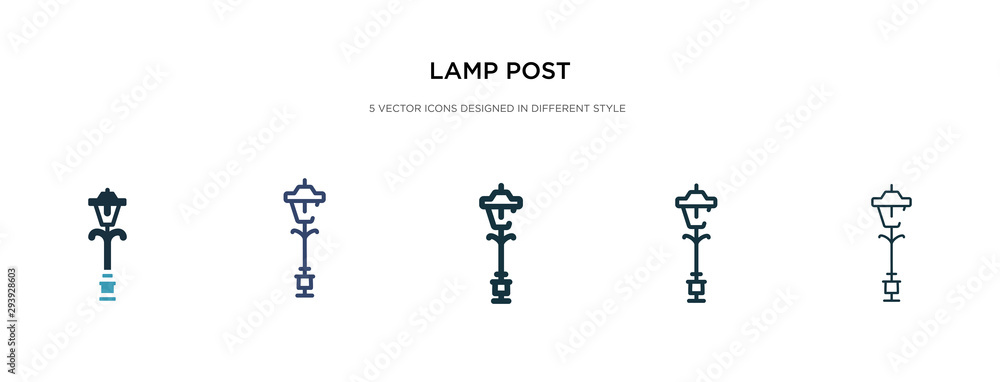 Aufkleber lamp post icon in different style vector illustration. two colored and black lamp post vector icons 