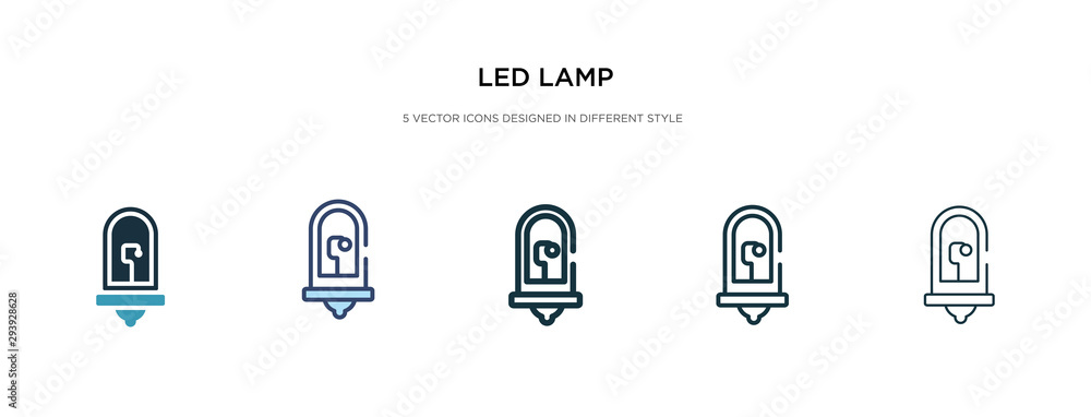 Poster led lamp icon in different style vector illustration. two colored and black led lamp vector icons de