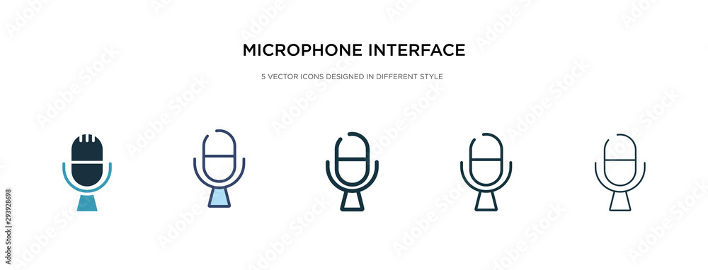 Poster microphone interface icon in different style vector illustration. two colored and black microphone i