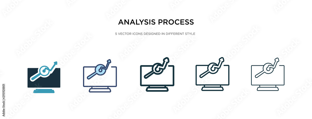 Poster analysis process icon in different style vector illustration. two colored and black analysis process