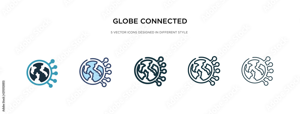 Poster globe connected circuit icon in different style vector illustration. two colored and black globe con