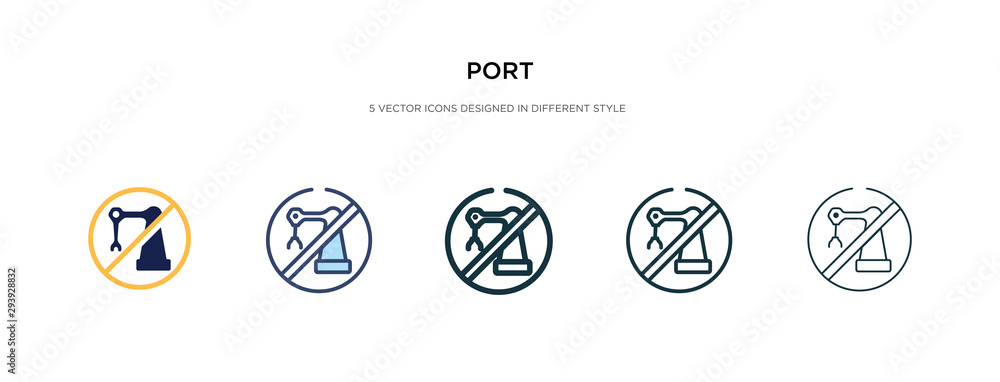 Aufkleber port icon in different style vector illustration. two colored and black port vector icons designed i