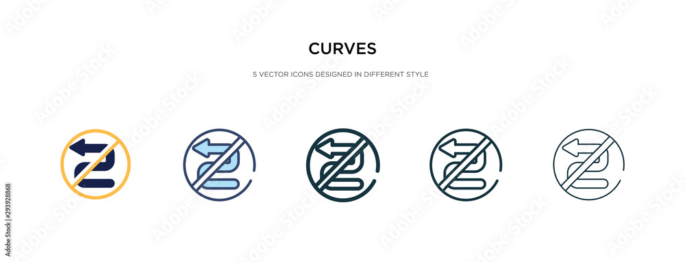 Poster curves icon in different style vector illustration. two colored and black curves vector icons design