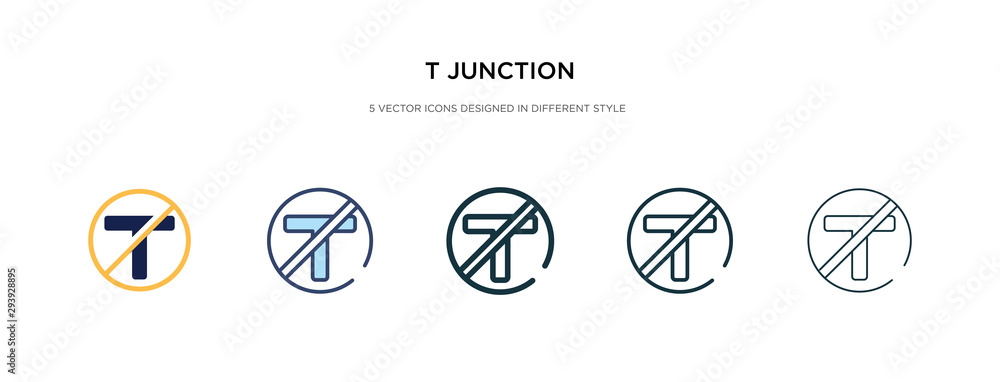 Poster t junction icon in different style vector illustration. two colored and black t junction vector icon