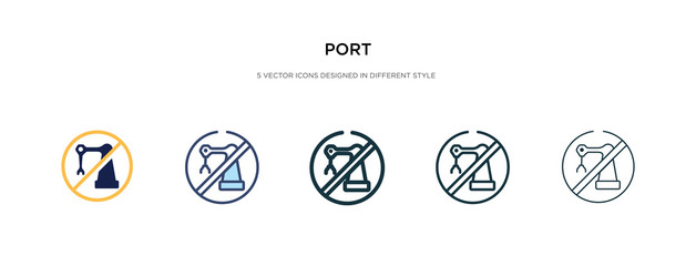 port icon in different style vector illustration. two colored and black port vector icons designed in filled, outline, line and stroke style can be used for web, mobile, ui