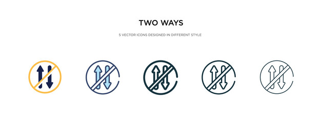 two ways icon in different style vector illustration. two colored and black two ways vector icons designed in filled, outline, line and stroke style can be used for web, mobile, ui