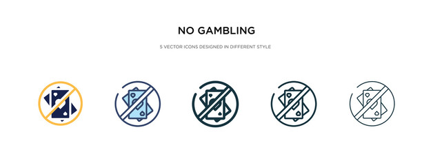 no gambling icon in different style vector illustration. two colored and black no gambling vector icons designed in filled, outline, line and stroke style can be used for web, mobile, ui