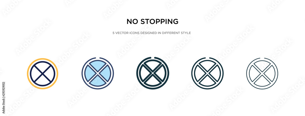 Poster no stopping icon in different style vector illustration. two colored and black no stopping vector ic