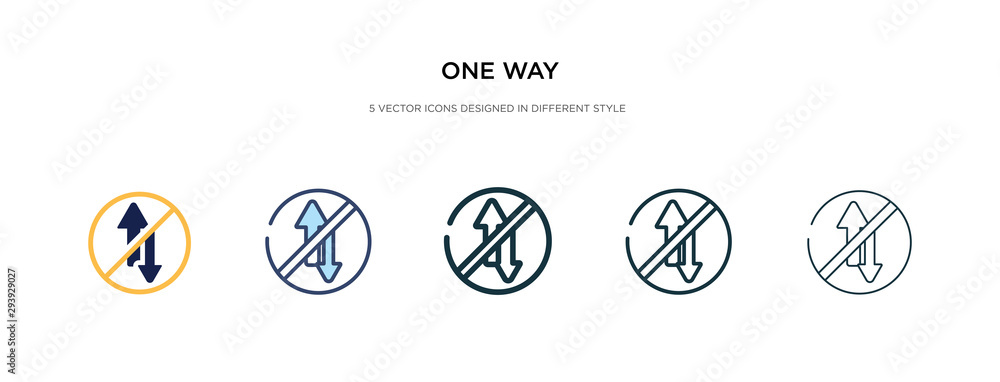 Aufkleber one way icon in different style vector illustration. two colored and black one way vector icons desi