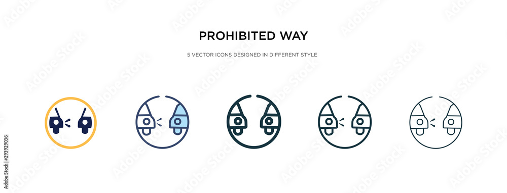 Poster prohibited way icon in different style vector illustration. two colored and black prohibited way vec