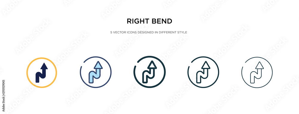 Poster right bend icon in different style vector illustration. two colored and black right bend vector icon