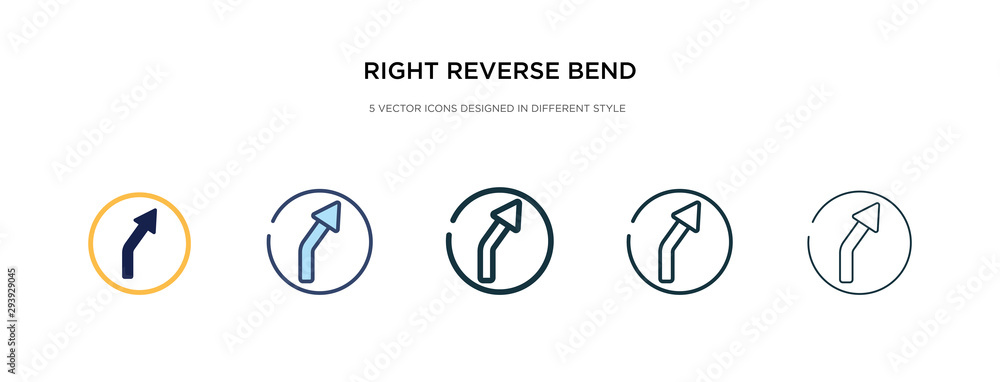 Poster right reverse bend icon in different style vector illustration. two colored and black right reverse 