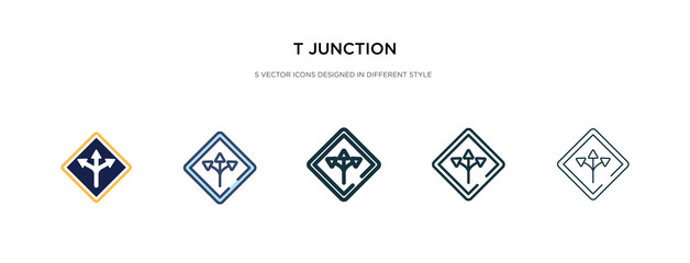 t junction icon in different style vector illustration. two colored and black t junction vector icons designed in filled, outline, line and stroke style can be used for web, mobile, ui