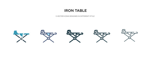 iron table icon in different style vector illustration. two colored and black iron table vector icons designed in filled, outline, line and stroke style can be used for web, mobile, ui