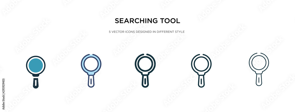 Poster searching tool icon in different style vector illustration. two colored and black searching tool vec