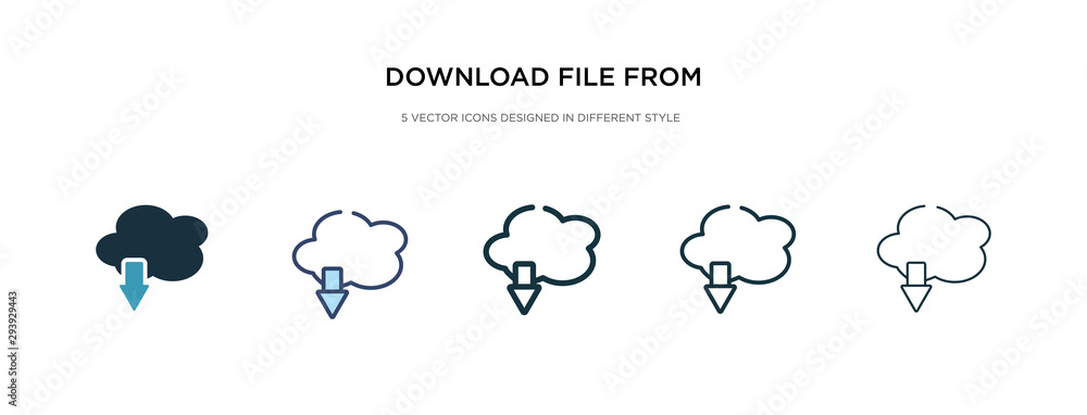 Aufkleber download file from cloud icon in different style vector illustration. two colored and black download