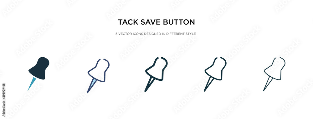Poster tack save button icon in different style vector illustration. two colored and black tack save button