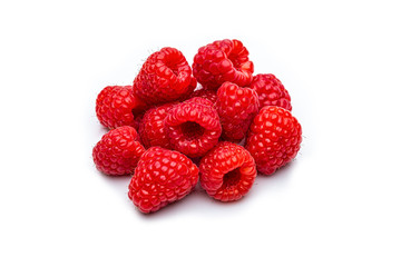 fresh raspberries isolated on white background