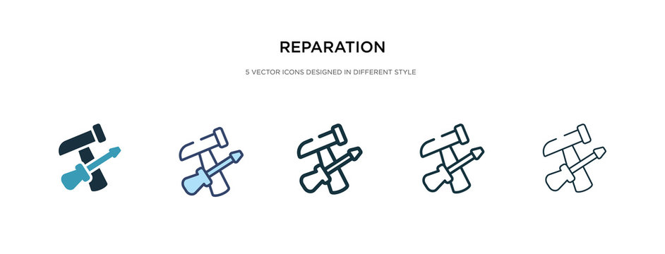 reparation icon in different style vector illustration. two colored and black reparation vector icons designed in filled, outline, line and stroke style can be used for web, mobile, ui