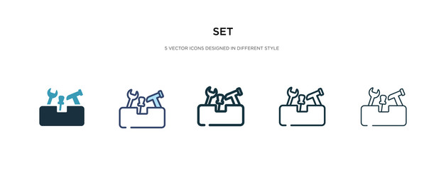 set icon in different style vector illustration. two colored and black set vector icons designed in filled, outline, line and stroke style can be used for web, mobile, ui