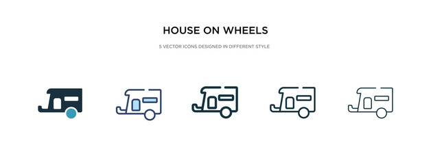 house on wheels icon in different style vector illustration. two colored and black house on wheels vector icons designed in filled, outline, line and stroke style can be used for web, mobile, ui
