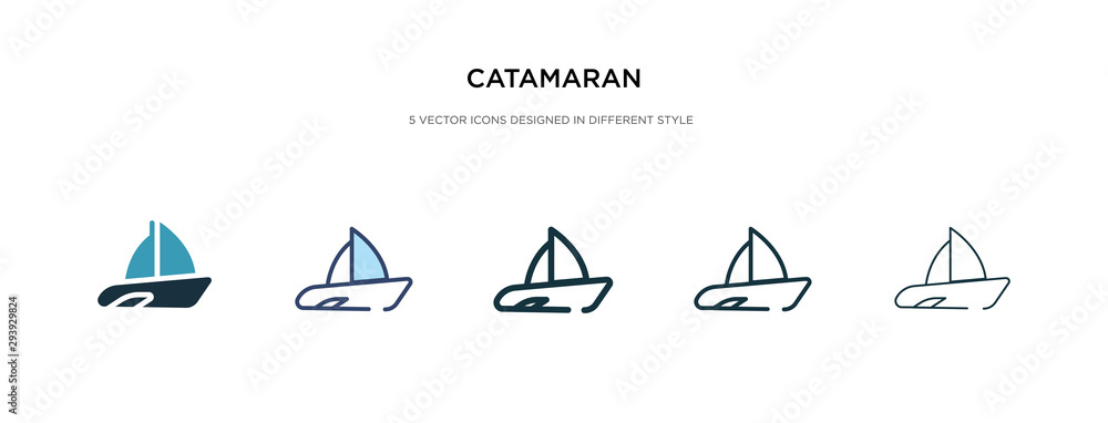 Poster catamaran icon in different style vector illustration. two colored and black catamaran vector icons 