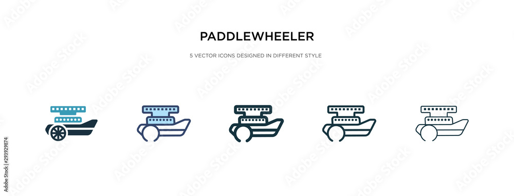 Poster paddlewheeler icon in different style vector illustration. two colored and black paddlewheeler vecto