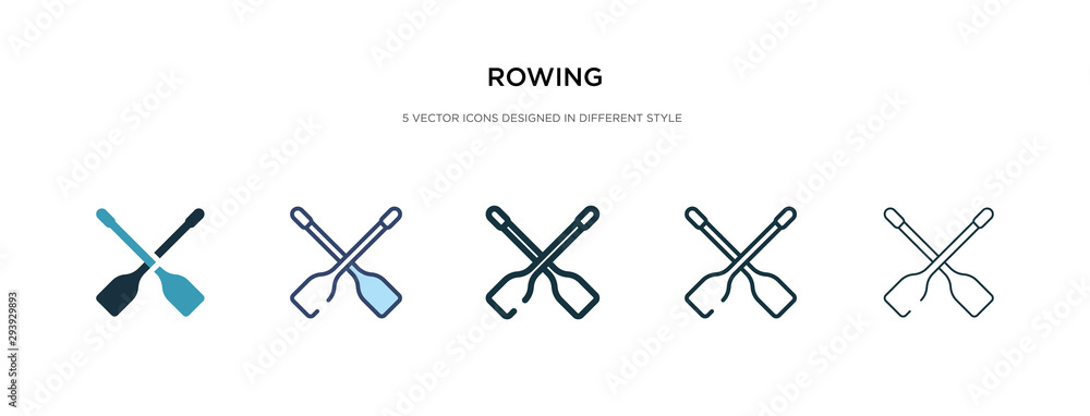 Poster rowing icon in different style vector illustration. two colored and black rowing vector icons design