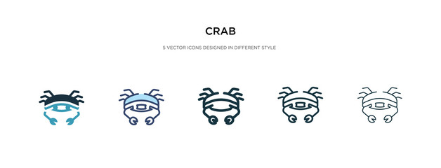 crab icon in different style vector illustration. two colored and black crab vector icons designed in filled, outline, line and stroke style can be used for web, mobile, ui