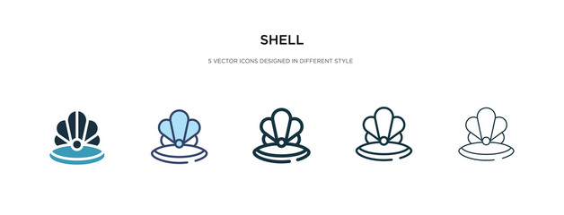 shell icon in different style vector illustration. two colored and black shell vector icons designed in filled, outline, line and stroke style can be used for web, mobile, ui