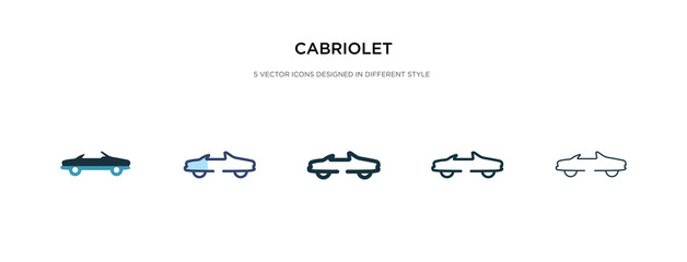 Obraz premium cabriolet icon in different style vector illustration. two colored and black cabriolet vector icons designed in filled, outline, line and stroke style can be used for web, mobile, ui