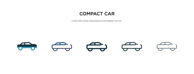 compact car icon in different style vector illustration. two colored and black compact car vector icons designed in filled, outline, line and stroke style can be used for web, mobile, ui