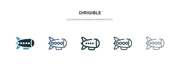 dirigible icon in different style vector illustration. two colored and black dirigible vector icons designed in filled, outline, line and stroke style can be used for web, mobile, ui