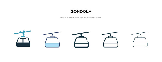 gondola icon in different style vector illustration. two colored and black gondola vector icons designed in filled, outline, line and stroke style can be used for web, mobile, ui - obrazy, fototapety, plakaty