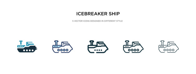 icebreaker ship icon in different style vector illustration. two colored and black icebreaker ship vector icons designed in filled, outline, line and stroke style can be used for web, mobile, ui