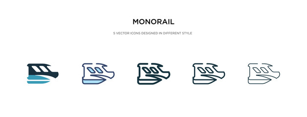 monorail icon in different style vector illustration. two colored and black monorail vector icons designed in filled, outline, line and stroke style can be used for web, mobile, ui