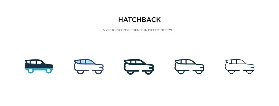 hatchback icon in different style vector illustration. two colored and black hatchback vector icons designed in filled, outline, line and stroke style can be used for web, mobile, ui