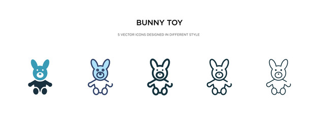 Fototapeta na wymiar bunny toy icon in different style vector illustration. two colored and black bunny toy vector icons designed in filled, outline, line and stroke style can be used for web, mobile, ui