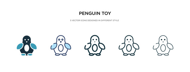 penguin toy icon in different style vector illustration. two colored and black penguin toy vector icons designed in filled, outline, line and stroke style can be used for web, mobile, ui