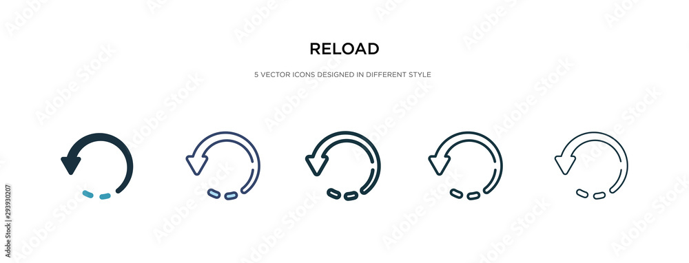 Poster reload icon in different style vector illustration. two colored and black reload vector icons design