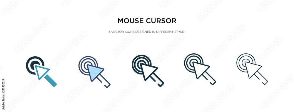 Poster mouse cursor icon in different style vector illustration. two colored and black mouse cursor vector 