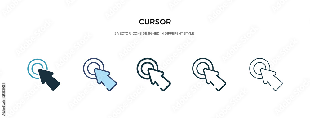 Poster cursor icon in different style vector illustration. two colored and black cursor vector icons design